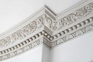 ornate plaster cornice in a listed building