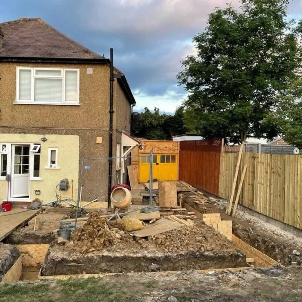 new rear extension footings