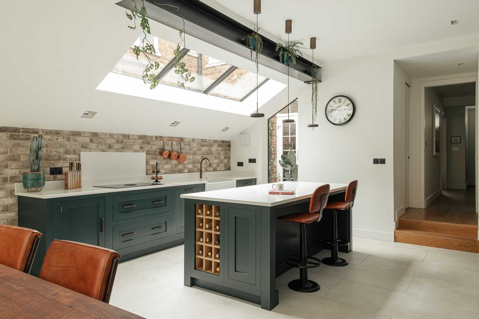 parsons green house new kitchen with Island and new roof-light + exposed beam