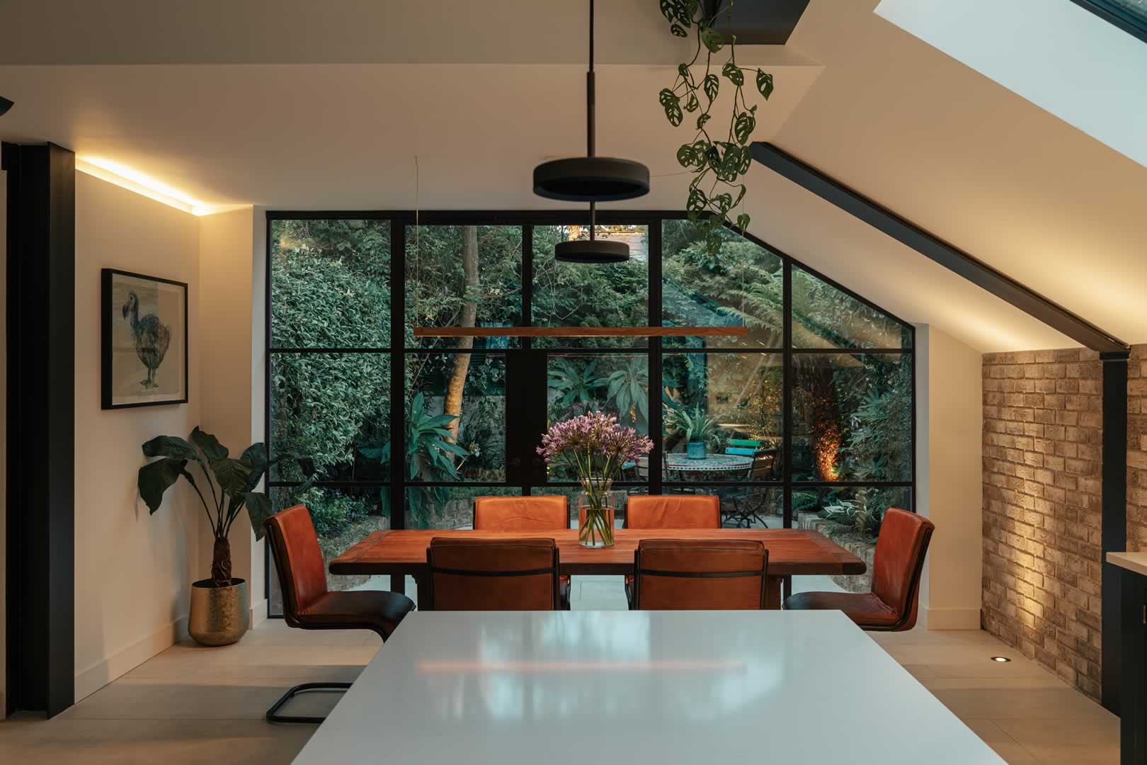 parsons green house view from new kitchen looking out to the garden via the new fully-glazed patio doors