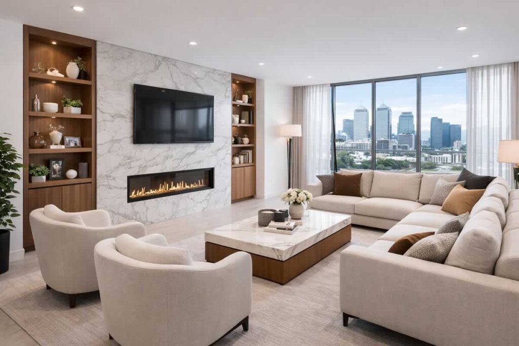 canary wharf flat lounge modernisation 2025-6